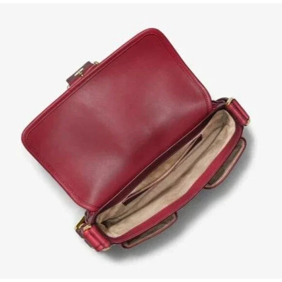 Michael Kors Colby Shoulder Bag Handbag Red Gold Hardware 100% Leather NWT - Picture 6 of 8